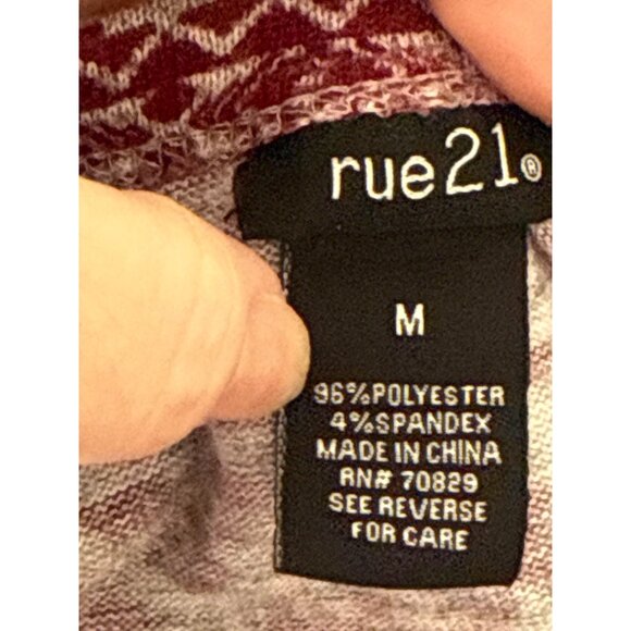 Rue21 Womens Red Patterned Long Sleeve Top M - Picture 4 of 5